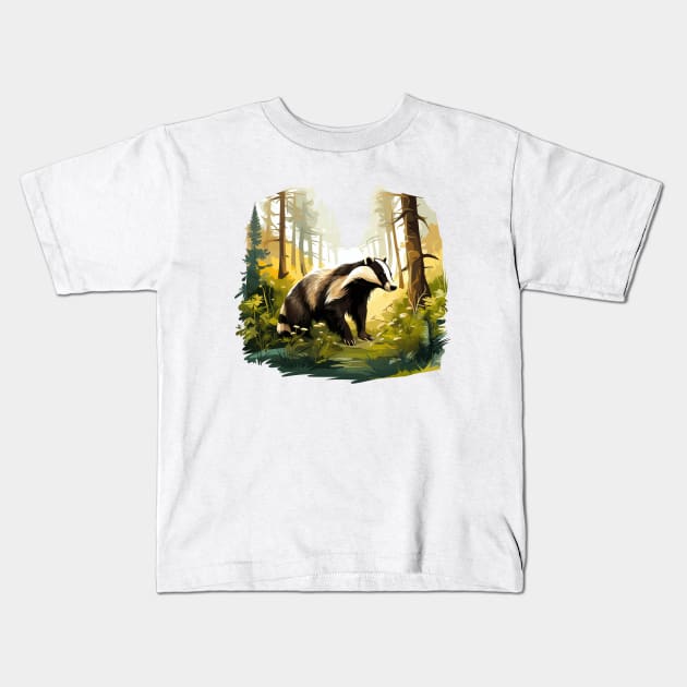 Badger Lover Kids T-Shirt by zooleisurelife